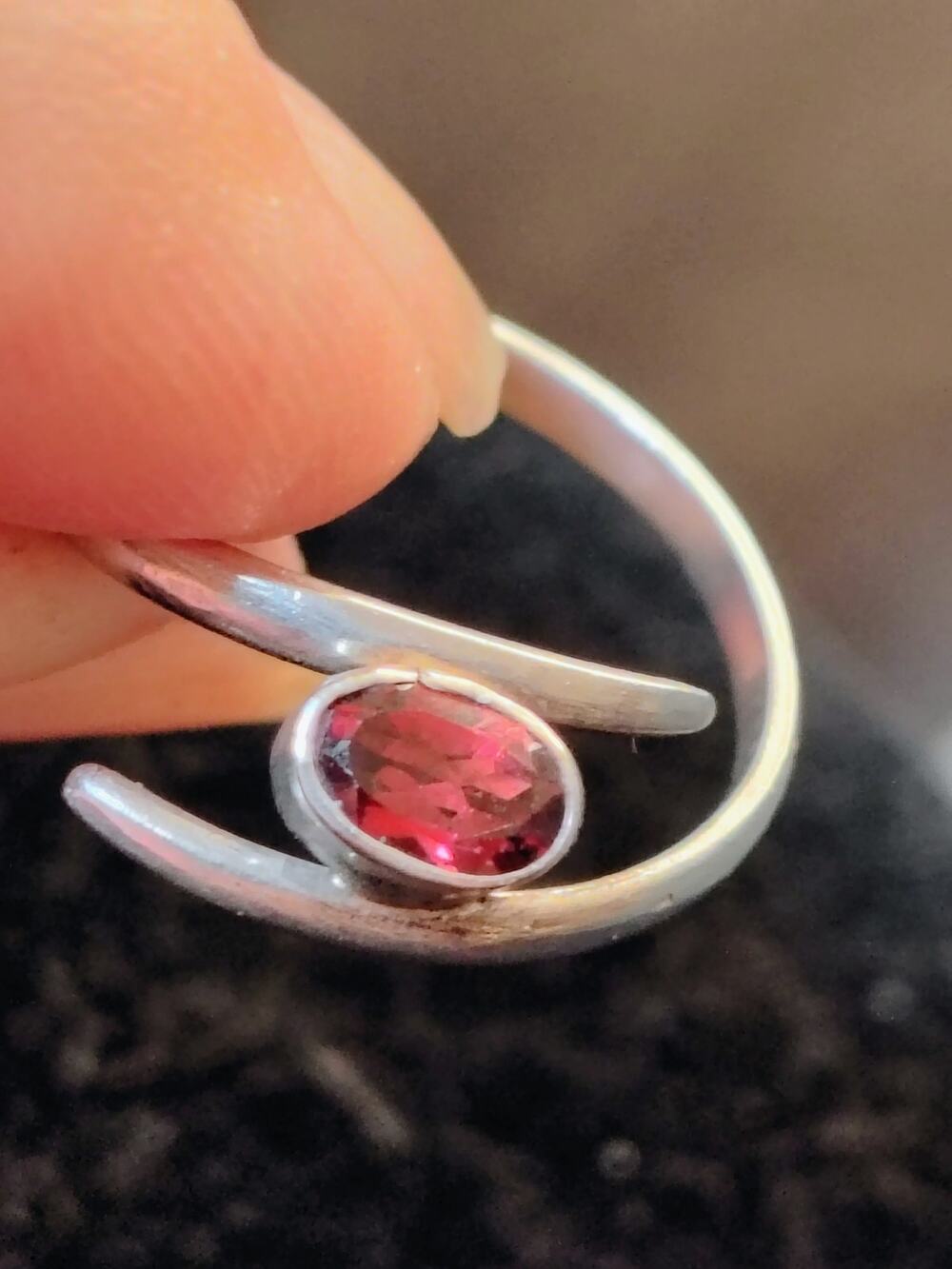 925 Sterling Silver Garnet Wrap Ring Size 6